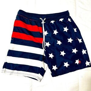 U.S. Polo Assn. Men's American Flag Red, Blue & White Swim Trunks • Large